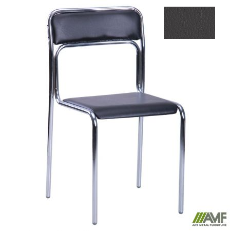 Стілець офісний AMF Аскона Хром Шкiрзам сiрий (218538)